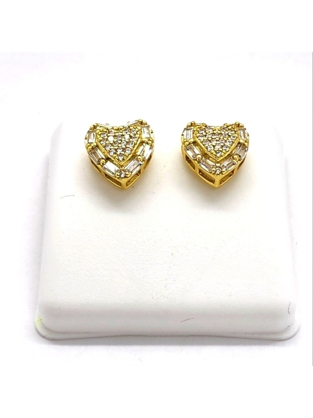 Heart shape sterling silver gold earrings